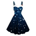 thumbnail image 1 of Christmas Dresses for Women 2024 - Cocktail Dresses for Women, Womens Vintage Christmas Dress Xmas Snowflake Print Dresses Sleeveless Tunic Pleated Dress, 1 of 3