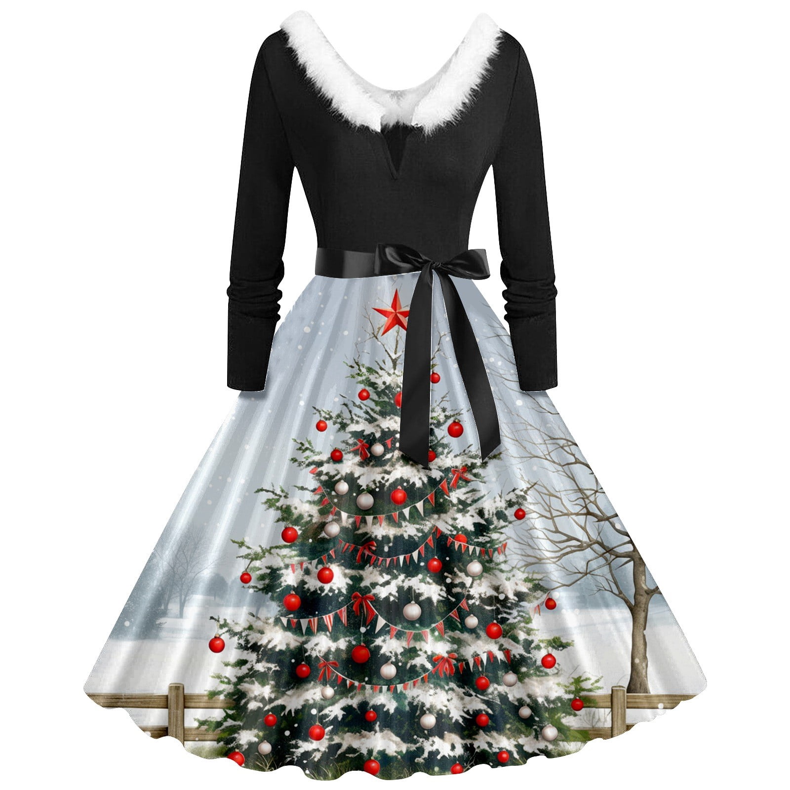 Christmas Dresses for Women Christmas Clothes for Women Festive Long Sleeve  Crewneck Irregular Hem Party Gown Elegant Holiday Dinner Dress for And ...