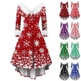 thumbnail image 1 of Christmas Dresses for Women Christmas Party Printed Dresses For Women Vintage Christmas Midi Dress Casual Dresses Cocktail Dress Party Festive Dresses for Christmas Celebration,Green,XL, 1 of 5