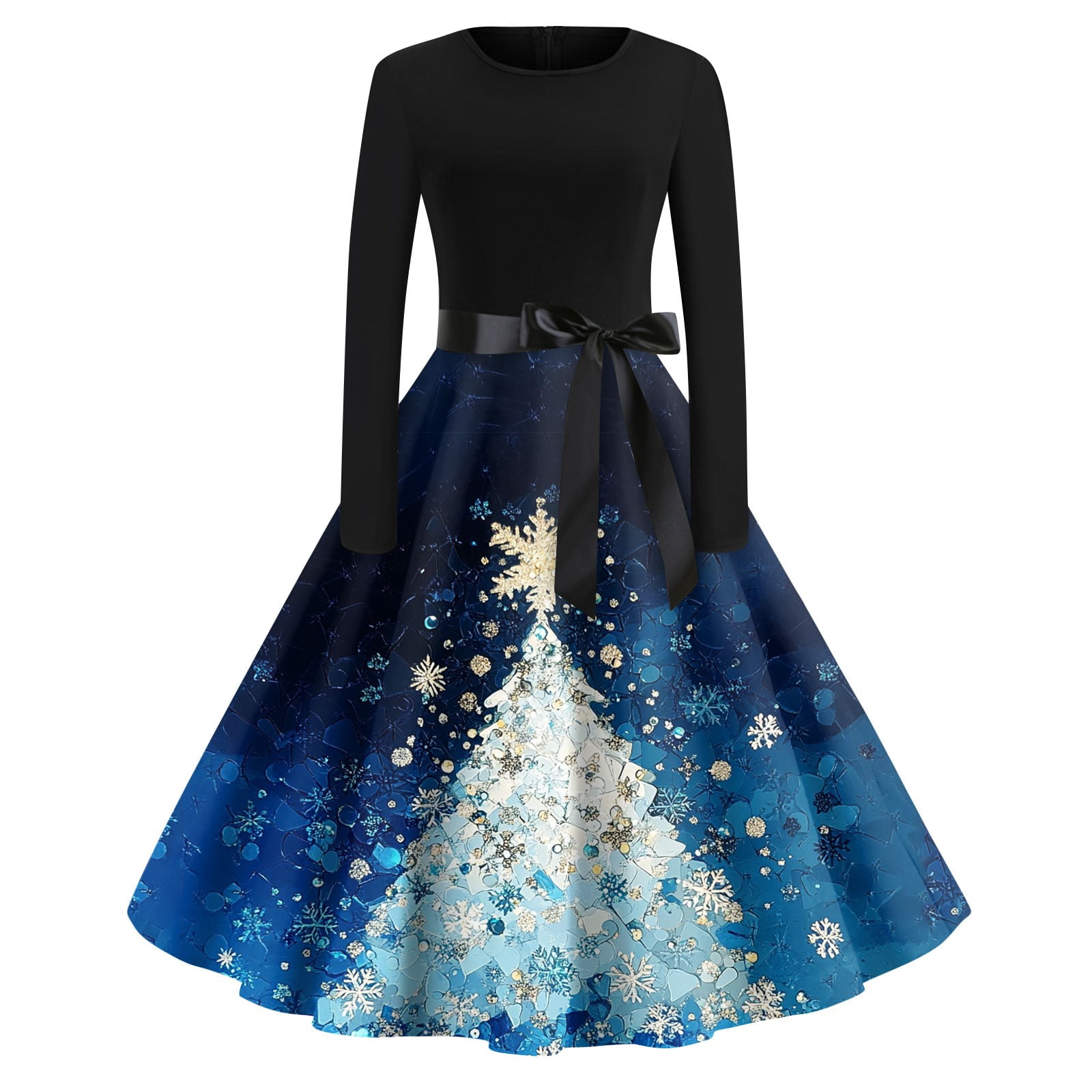 Christmas Dresses for Women Glitter Xmas Tree Print Dress Christmas Party Costumes Long Sleeve Plus Size Cute Crew Neck Party Dress Snowflake Hepburn Swing Dress - Walmart.com Christmas Dresses for Women Glitter Xmas Tree Print Dress Christmas Party Costumes Long Sleeve Plus Size Cute Crew Neck Party Dress Snowflake Hepburn Swing Dress - Walmart.com