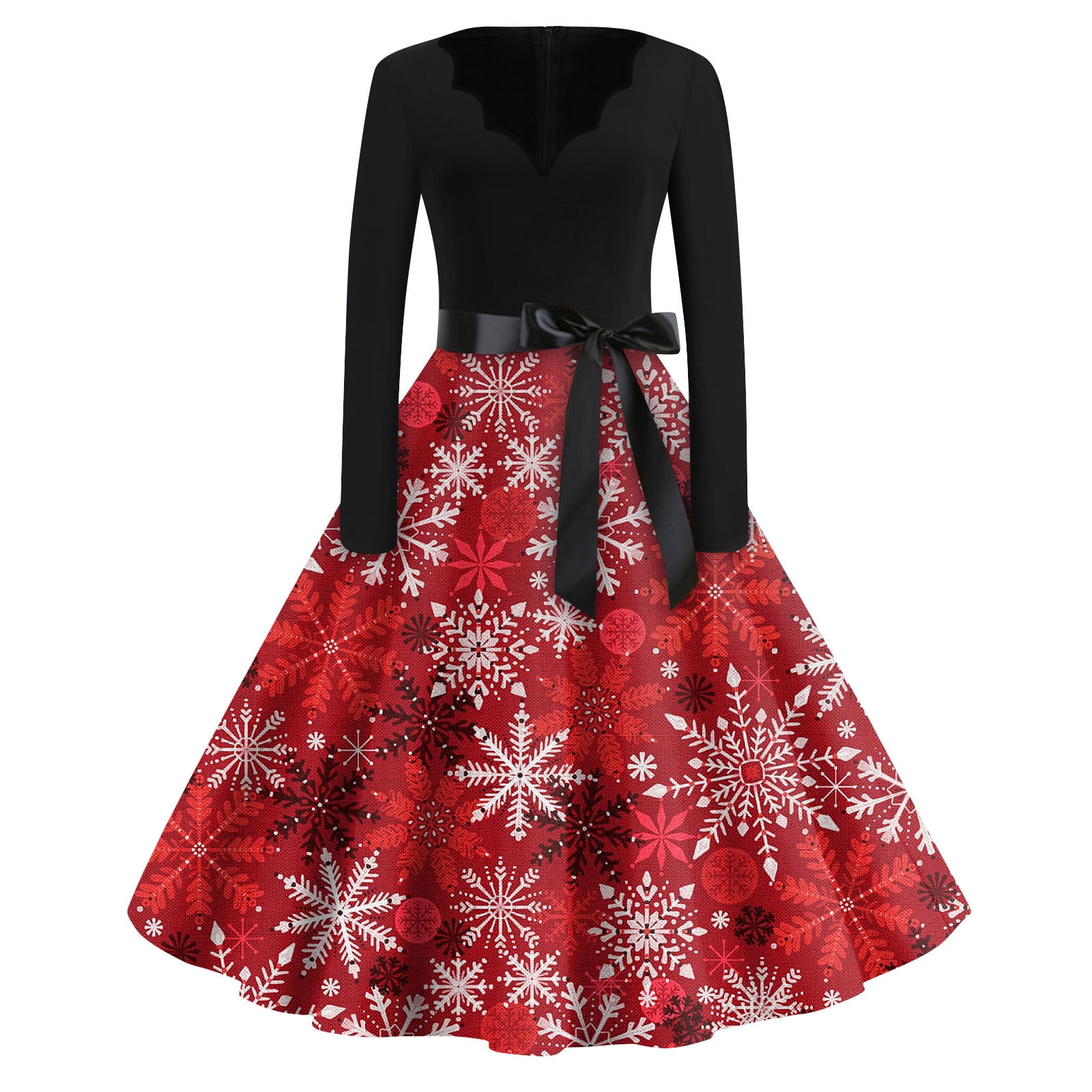 Christmas Dresses for Women Holiday Glitter Xmas Tree Print Dresses