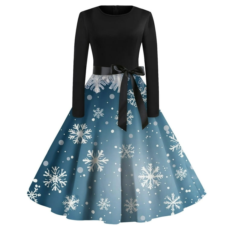 Christmas Dresses for Women Plus Size Glitter Xmas Tree Print