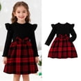 thumbnail image 1 of Christmas Dresses for Girls Long Sleeve Plaid Dress Tutu Dress with Bow 6-7 Years Girl Dress, 1 of 9