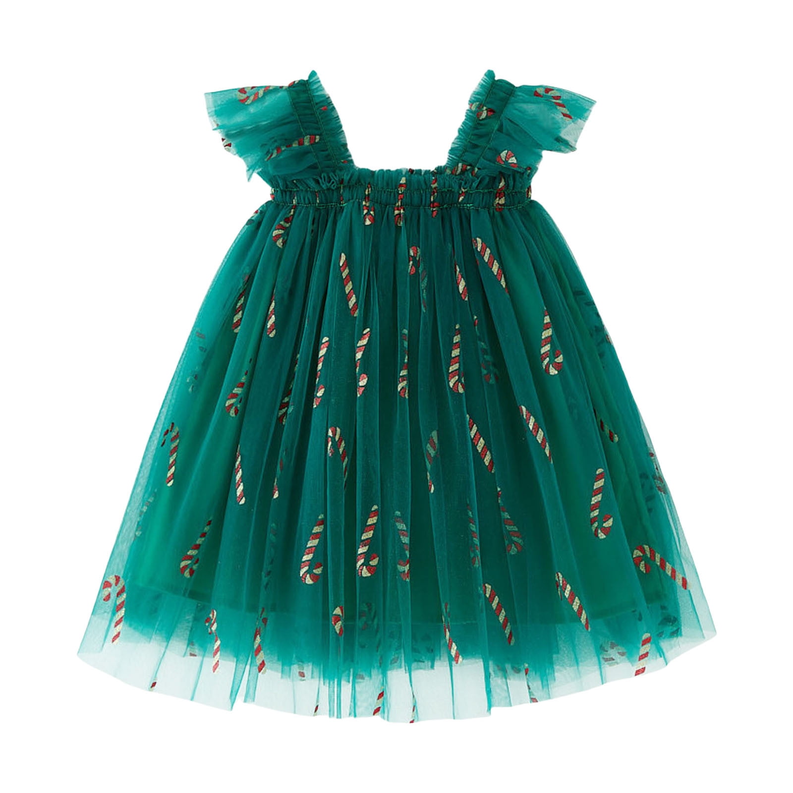 Christmas Dresses for Girls Sleeveless Square Collar Christmas Theme