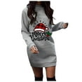 thumbnail image 1 of Christmas Dresses for Women Casual Long Pullover Long Sleeve Round Neck Mini Sweatshirt Dress Sweater Dresses, 1 of 4