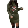 thumbnail image 1 of Christmas Dresses for Women Casual Long Pullover Long Sleeve Round Neck Mini Sweatshirt Dress Sweater Dresses, 1 of 4
