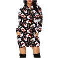 thumbnail image 1 of Christmas Dresses for Women Casual Mini Printed Pullover Sweatshirts Dress with Pockets Christmas Gifts for Women, 1 of 6