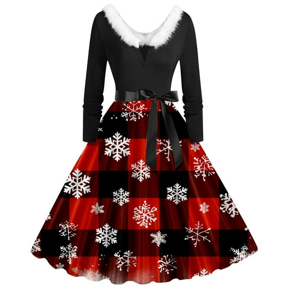 Christmas Dresses for Women Christmas Party Dress Festive Long Sleeve Collar Asymmetrical Party Gown Elegant Holiday Dinner Attire Outfit