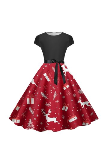 white christmas dresses Red 1950s Christmas Plush Off-Shoulder Dress