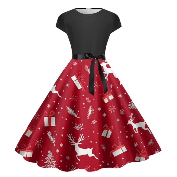 Christmas Dresses for Women Christmas Party Dresses Women's Christmas Elegant Knee Length Sleeveless Party Dress