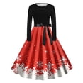 thumbnail image 1 of Christmas Dresses for Women Crew Neck Print Long Sleeve Casual Fashion Pullover Dress, 1 of 3