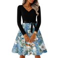 thumbnail image 1 of Christmas Dresses for Women Ladies' Christmas Printed Casual And Fashionable V-neck Long Sleeved Dress for Holiday Festive,Dark Blue,2XL, 1 of 7