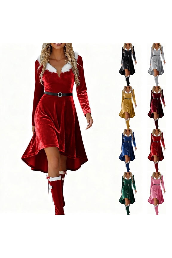 Christmas Dresses for Women Velvet Cocktail Dress 2025 Fall Christmas Holiday Dress Long Sleeves Party Formal Dress
