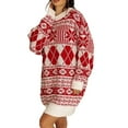 thumbnail image 1 of Christmas Dresses for Women Women's Christmas Snowflake Round Neck Knit Dress for Holiday Winter Party,Red,M, 1 of 5