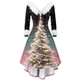 thumbnail image 1 of Christmas Dresses for Women Women's Fashion Elegant Autun And Winter Long Sleeve V-Neck Christmas Print Dress for Holiday Party,Light pink,S, 1 of 5