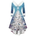 thumbnail image 1 of Christmas Dresses for Women Women's Fashion Elegant Autun And Winter Long Sleeve V-Neck Christmas Print Dress for Holiday Party,Sky Blue,2XL, 1 of 5
