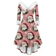 thumbnail image 1 of Christmas Dresses for Women Women's Fashion Elegant Autun And Winter Long Sleeve V-Neck Christmas Print Dress for Holiday Party,Watermelon Red,M, 1 of 5