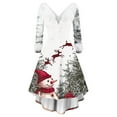 thumbnail image 1 of Christmas Dresses for Women Women's Fashion Elegant Autun And Winter Long Sleeve V-Neck Christmas Print Dress for Holiday Party,White,M, 1 of 5
