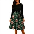thumbnail image 1 of Christmas Dresses for Women Women's Fashion Round Casual Slim Fit Christmas Print Large Swing Long Sleeve Dress for Holiday Party,Army Green,L, 1 of 5