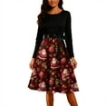 thumbnail image 1 of Christmas Dresses for Women Women's Fashion Round Casual Slim Fit Christmas Print Large Swing Long Sleeve Dress for Holiday Party,Deep Red,2XL, 1 of 5