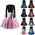 thumbnail image 1 of Christmas Dresses for Women Women's Fashion Round Neck Casual Slim Christmas Printed Long Sleeve Dresses for Christmas Party,Dark Blue,M, 1 of 4