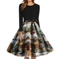 thumbnail image 1 of Christmas Dresses for Women Women's Fashion Round Neck Slim-Fit Christmas Print Long-Sleeved Dress for Christmas Party,Army Green,L, 1 of 6