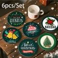 thumbnail image 1 of Christmas Drink Coasters Set of 6, Absorbent And Heat Insulating Coasters, Scratch Resistant Decorative Drink Mats, Festive Home Decor (Green), 1 of 6