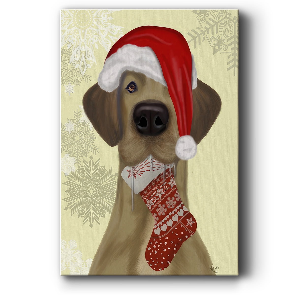 Christmas Drooly Christmas Dane- Gallery Wrapped Canvas