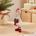 thumbnail image 1 of Christmas Duck Figurine with Red Hat and Holding Gift Box, White Resin, for Living Room Tabletop Decoration, 1 of 3