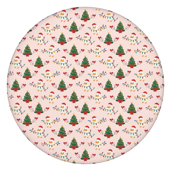 Christmas Duck Tree Light Pink Pattern Round Elastic Tablecloth, 36-44 ...