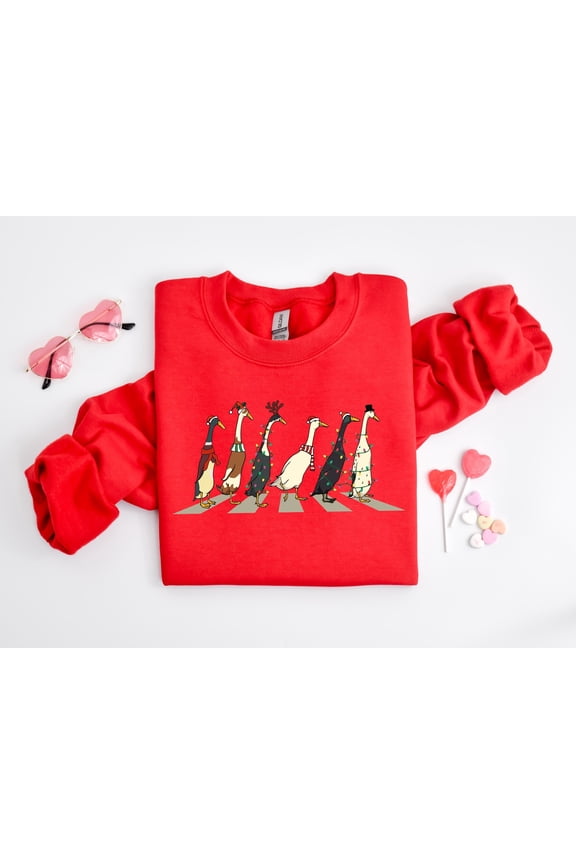Christmas Ducks Sweatshirt – Funny Farm Animal Crewneck, Festive Winter Holiday Pullover