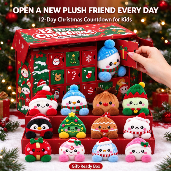 Christmas Dumpling Advent Calendar 2026, 12 Days Mystery Plush Figures Countdown, Collectible Stuffed Toys Blind Box, Xmas Party Favors for Girls & Boys