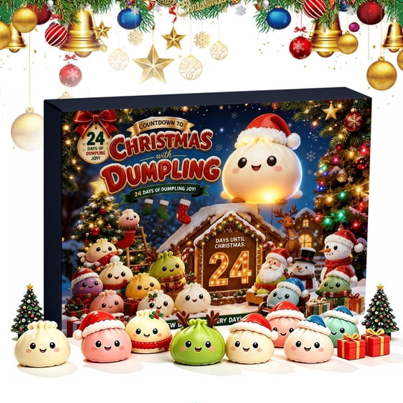 Christmas Dumpling Advent Calendar 2026, 24 Days Mystery Countdown Blind Box with Kawaii Dumpling Toys, Sensory Fidget Stress Relief Gifts for Party Favors & Stocking Stuffers