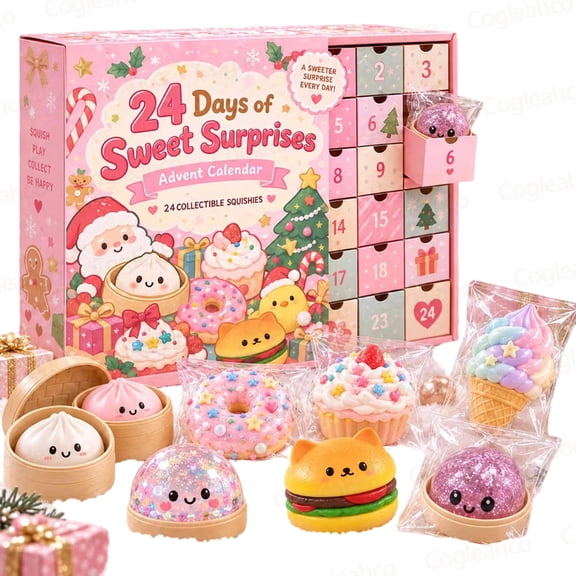 Christmas Dumpling Advent Calendar 2026 Christmas Decor Party Favors Collectible Ornaments Squeeze Toy Holiday Gift 24 Different Squishy Bao Figures Xmas 24-Day Surprise Countdown Gift for Adults,E