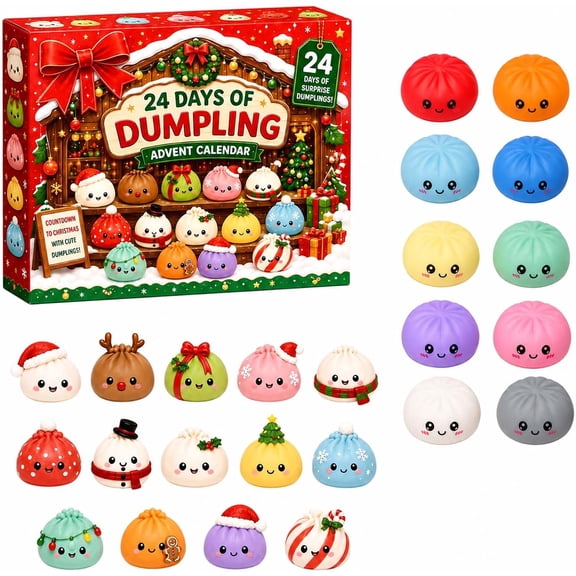 Christmas Dumpling Advent Calendar, 24 Surprise Mini Figures Holiday Gift,Dumpling advent calendar with 24 surprise figures, Christmas countdown, collectible toys, holiday gifts, seasonal family fun