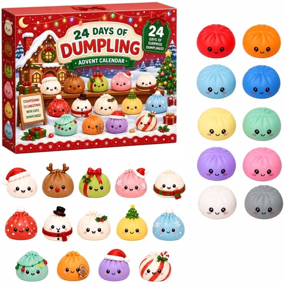 Christmas Dumpling Advent Calendar, 24 Surprise Mini Figures Holiday Gift,Dumpling advent calendar with 24 surprise figures, Christmas countdown, collectible toys, holiday gifts, seasonal family fun