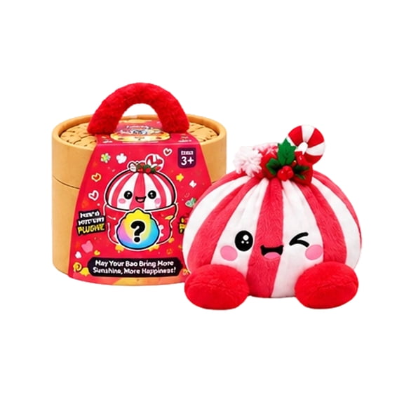 Christmas Dumpling Pillow Cute Plush Stuffed Steamed Bun Pillow Stress Squeeze Toy Soft Stretch Decompression Fidget Toy for Adults Anxiety Relief, Soft Plushie Gift, Christmas Stocking Stuffers