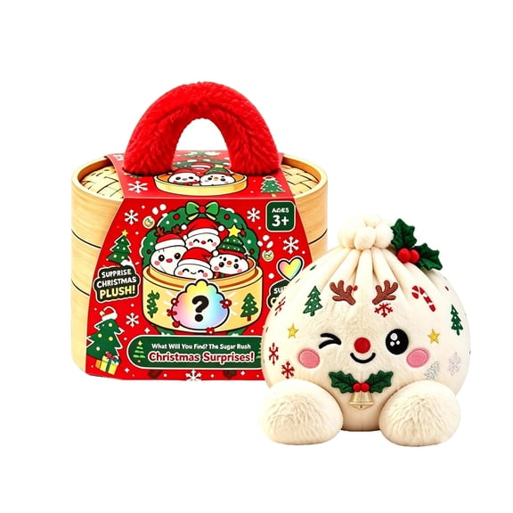 Christmas Dumpling Shaped Surprise Toy Cute Character Doll with Themed Gift Box Holiday Surprise Gift for Kids