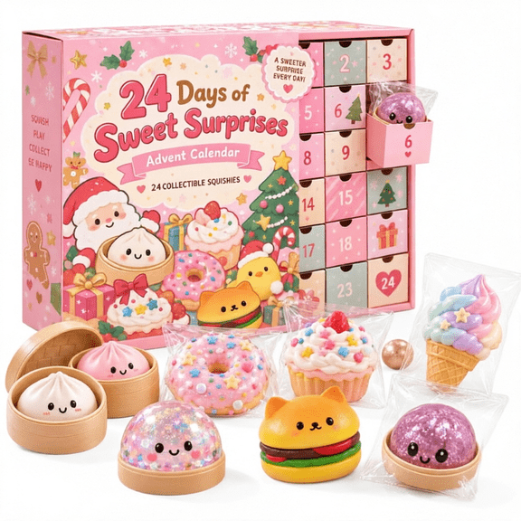 Christmas Dumpling Squishies Advent Calendar 2026, 24 Day Countdown with Mystery Squishy Surprises, Holiday Gift Party Favor Decor