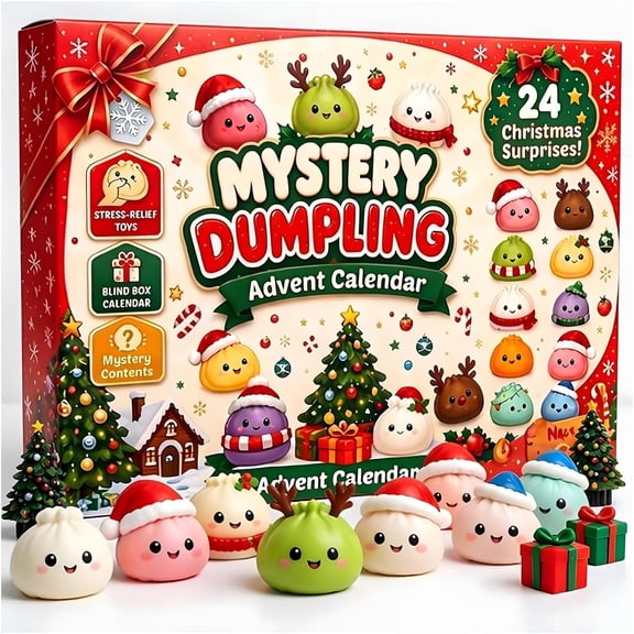 Christmas Dumpling Squishy Advent Calendar 2026, 24 Days Holiday Countdown Blind Box, Stress Relief Sensory Fidget Squeeze Toys, Stocking Stuffers Gifts & Xmas Decor
