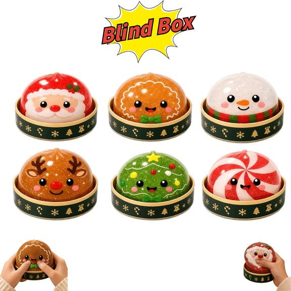 Christmas Dumplings Squishy Blind Box, Slow Rising Squeeze Stress Ball, Cute Christmas Character Sensory Fidget Toy, Collectible Blind Box for Christmas Stocking Stuffer, Random 1PC
