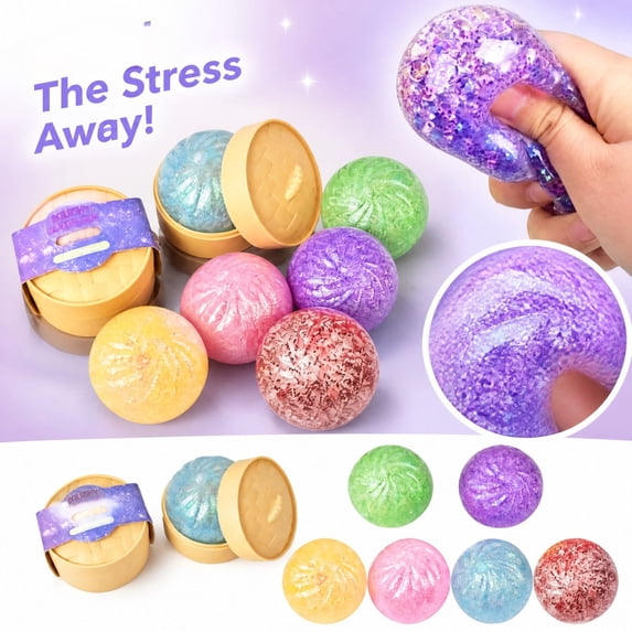 Christmas Dumplings Squishy Blind Box with Steamer, Soft Squeeze Decompression Dough, Squeeze Stress Ball and Slow Rising Squishy Toy for Fun Desktop Decor