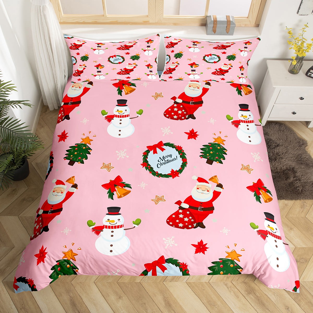 Christmas Duvet Cover For Kids Boys Girls, Cute Santa Claus Comforter