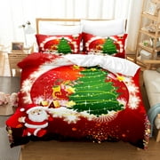 Christmas Duvet Cover King,Soft Microfiber Duvet Covers Sets,Xmas Printed Quilt Cover Set Christmas Holiday Decorative Bedding Sets(No Comforter)