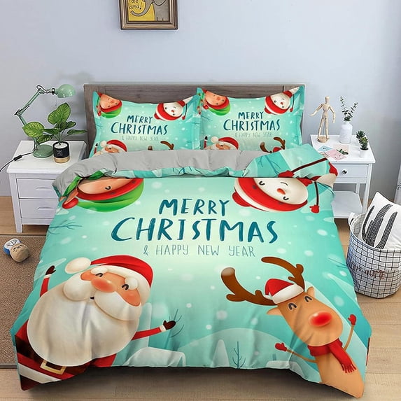 Christmas Duvet Cover Set,Bedding Set for Kids and Adult, Home Decor, King Size
