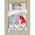 thumbnail image 1 of Christmas Duvet Cover Set, Cartoon Gnomes with Funny Noses Stars and Tiny Bird Xmas Composition, Decorative 2 Piece Bedding Set with 1 Pillow Shams, Twin Size, Pale Blue Multicolor, by Ambesonne, 1 of 3