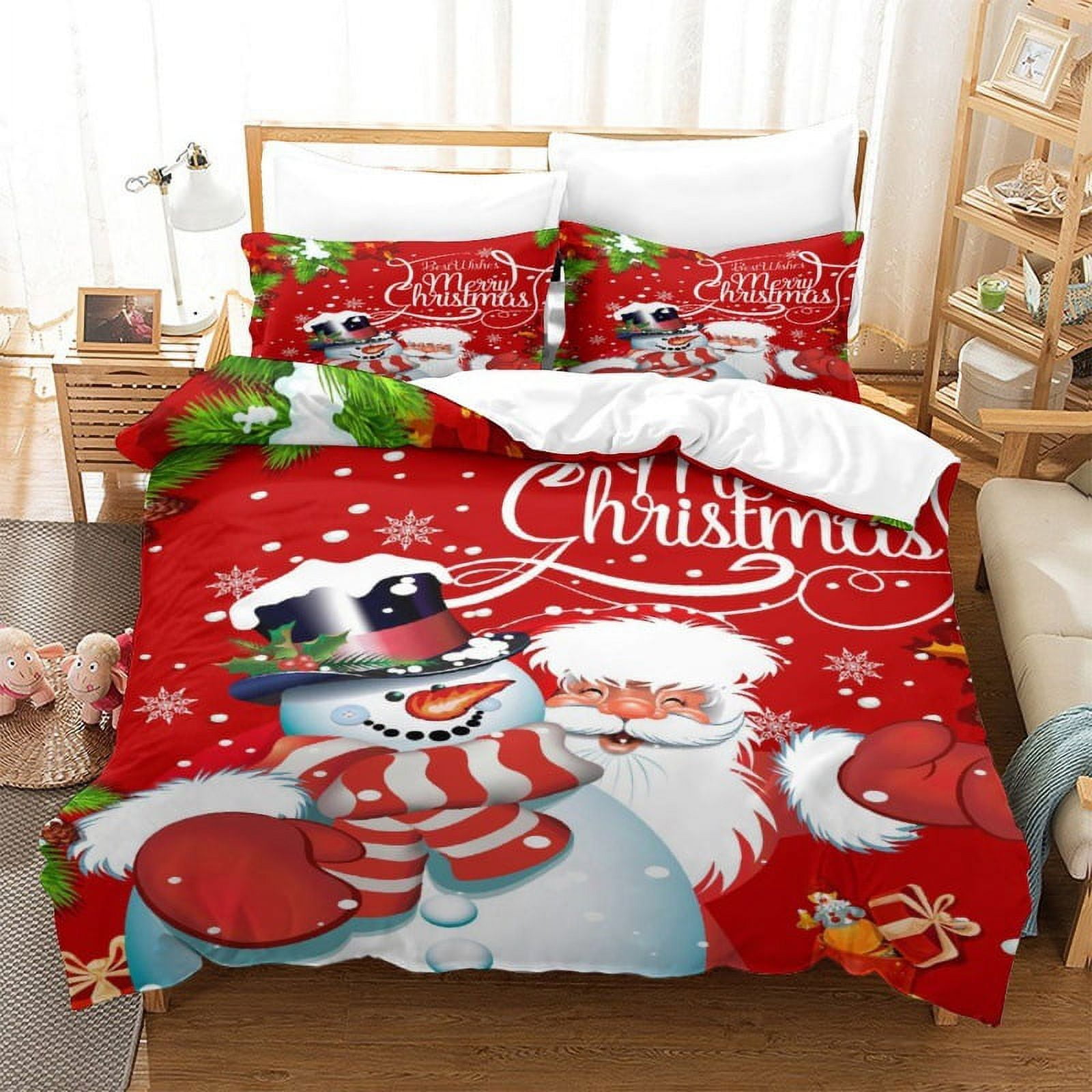 Christmas Duvet Cover Set Full Size,Christmas Tree Print Comforter