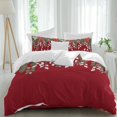 thumbnail image 1 of Christmas Duvet Cover Set Full Size, Winter Poinsettia Pine Cones Pine Needles Red 4 Piece Soft Microfiber Bedding Set with 1 Duvet Cover, 1 Flat Sheet, 2 Pillowcases, 1 of 9