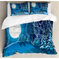 thumbnail image 1 of Christmas Duvet Cover Set King Size, Santa in Sleigh a Night with Full Moon in the Sky Snowy Winter Xmas Theme Print, Decorative 3 Piece Bedding Set with 2 Pillow Shams, Navy Blue, by Ambesonne, 1 of 3