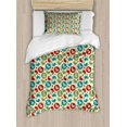thumbnail image 1 of Christmas Duvet Cover Set Twin Size, Holiday Themed Print with Pine Trees and Ornamental Silhouette Ram Figures Image, Decorative 2 Piece Bedding Set with 1 Pillow Sham, Multicolor, by Ambesonne, 1 of 3
